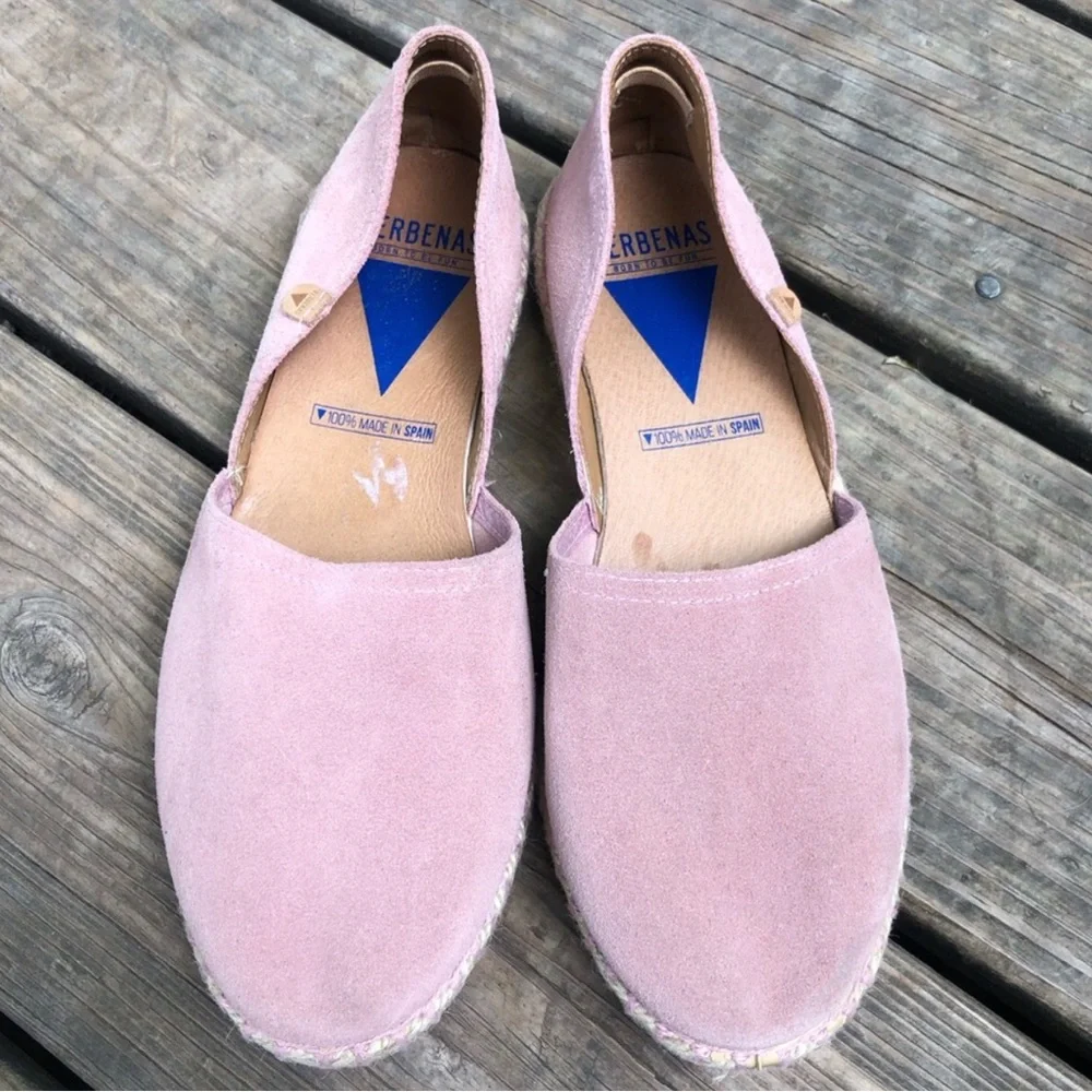 Verbenas Pink Leather Espadrille Flats. Size 38.